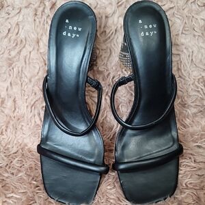 A New Day Black Strappy Heels